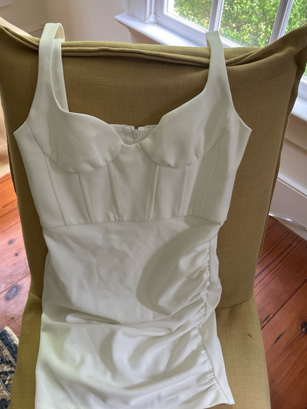 Zara Ivory Ruched Mini Dress